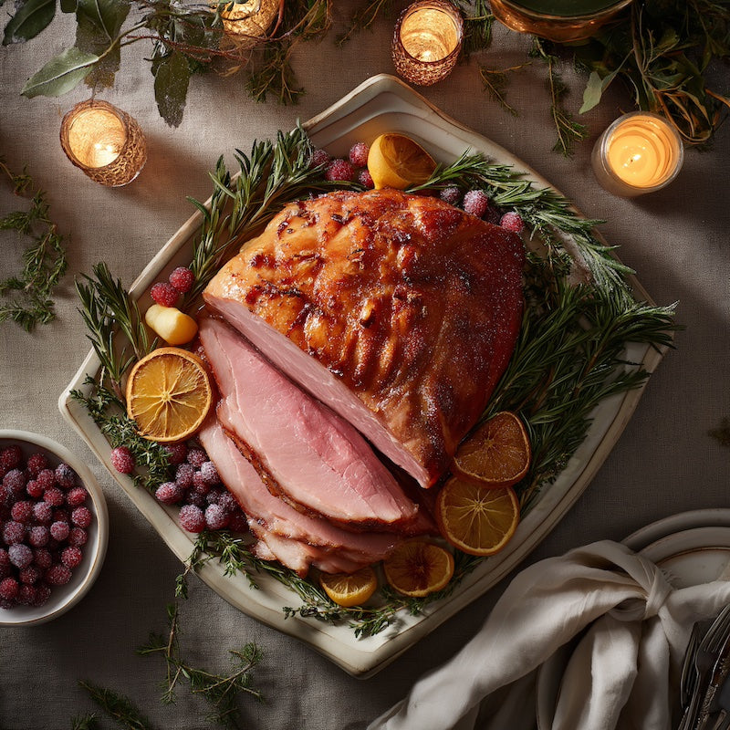 Glögg and orange glazed Christmas ham