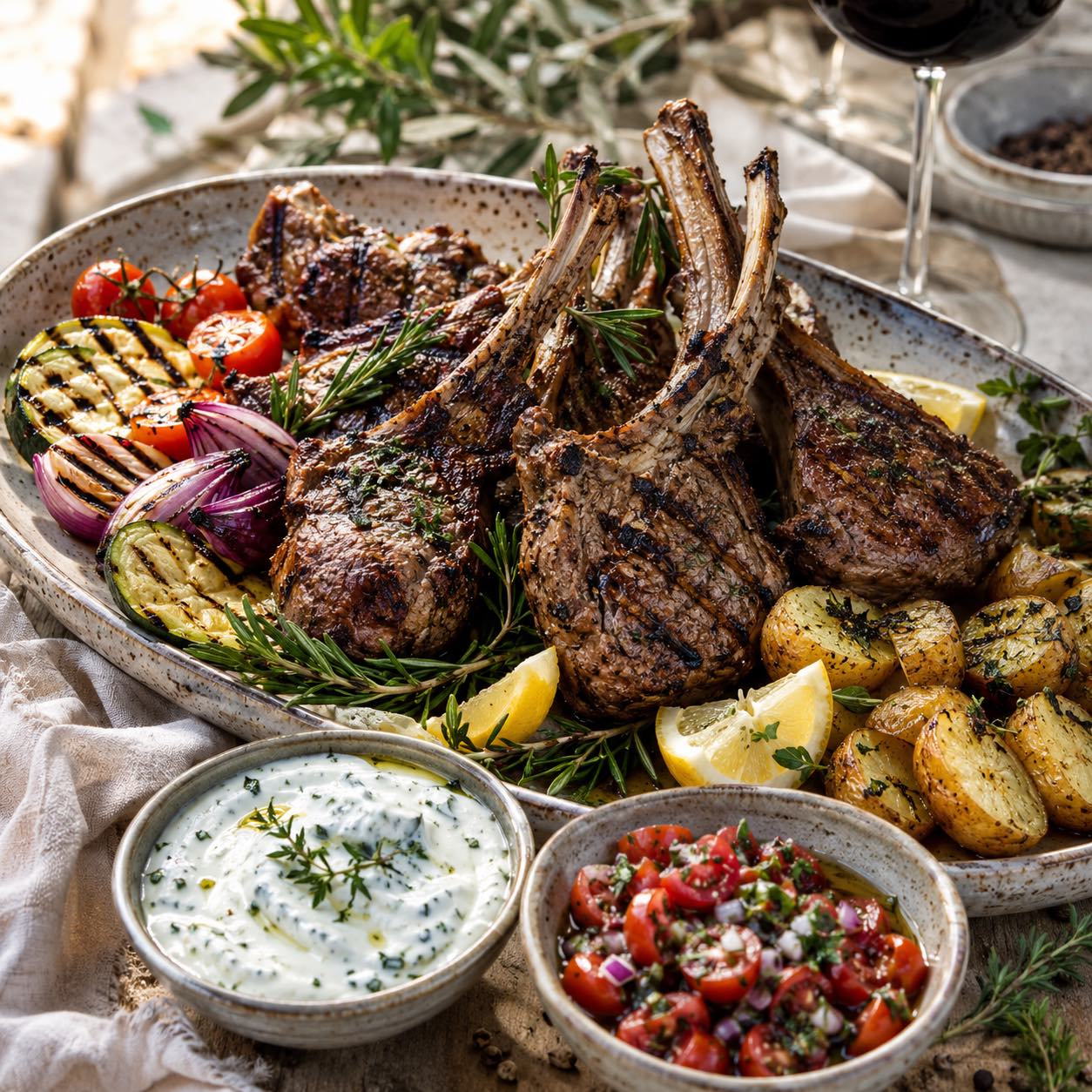Grilled Lamb Recipe with Two Cold Sauces
