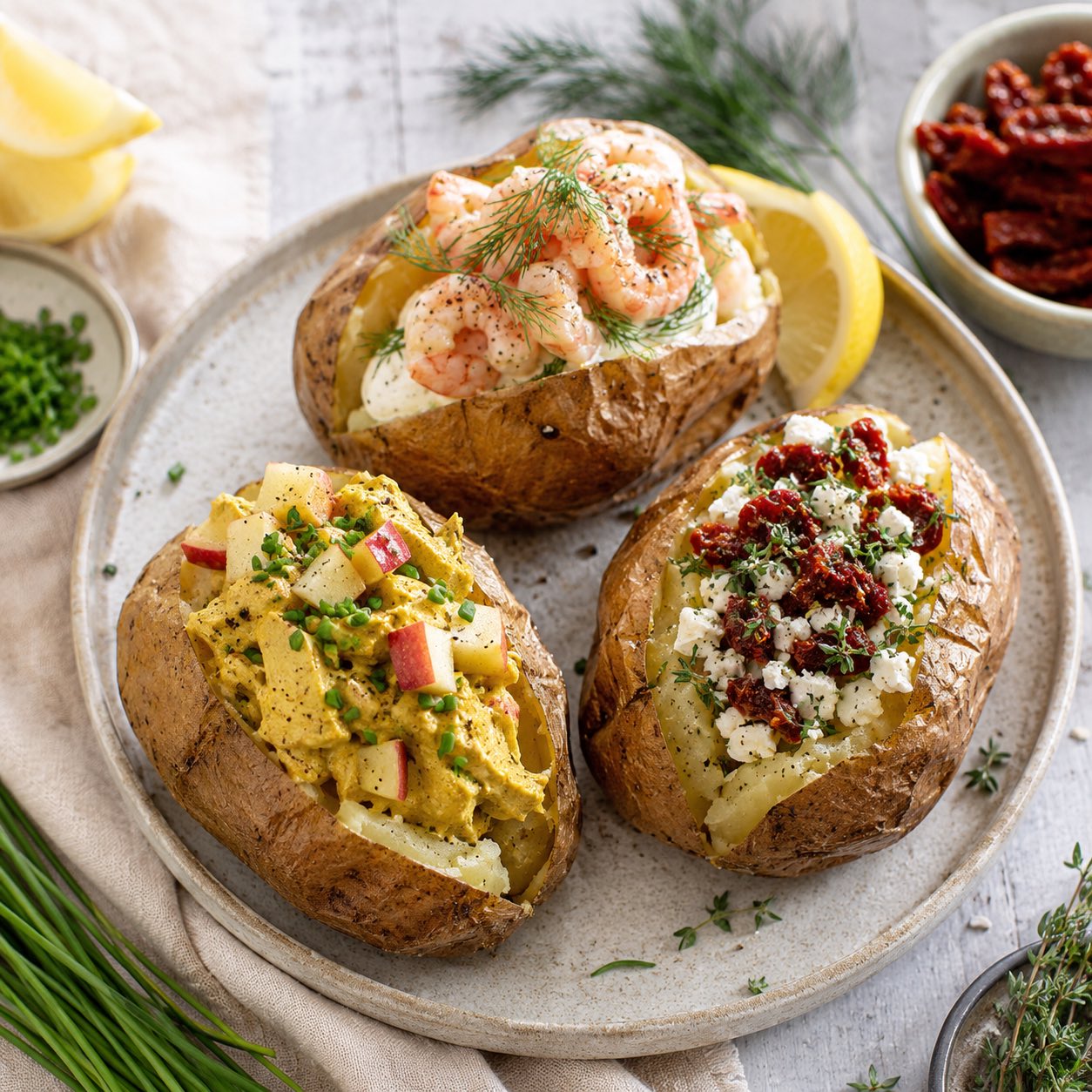 Baked Potatoes with 3 Easy Fillings
