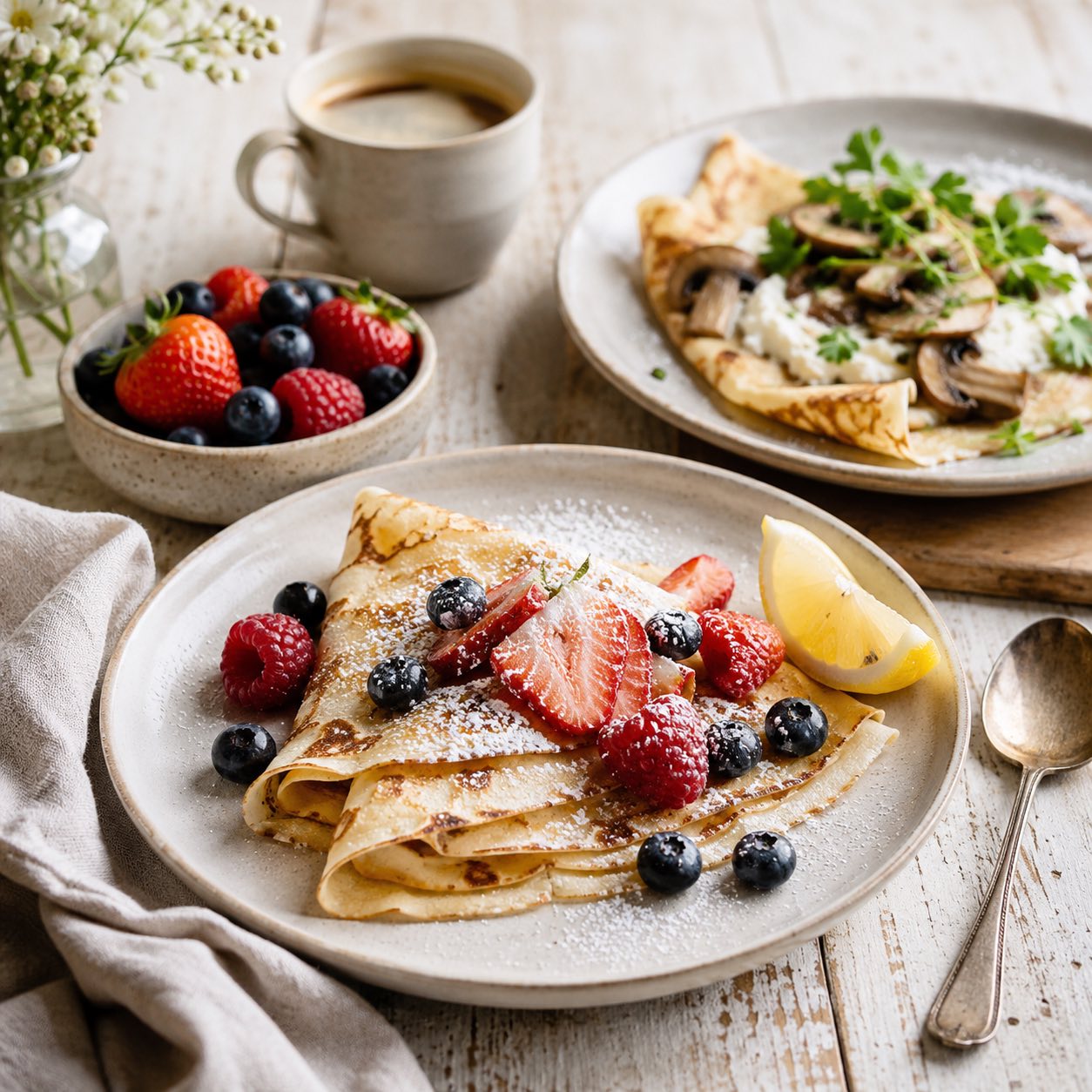 Crêpes – Easy Recipe for Thin French Pancakes with Filling