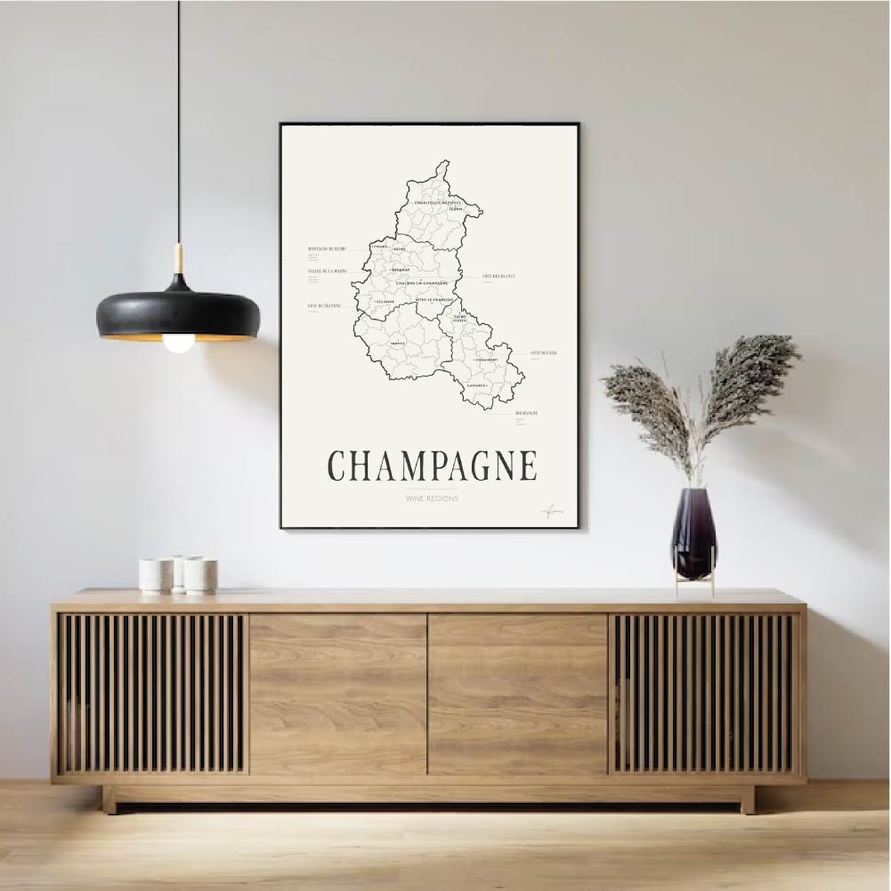 Corkframes Original Champagne Wine Map! - Corkframes.com