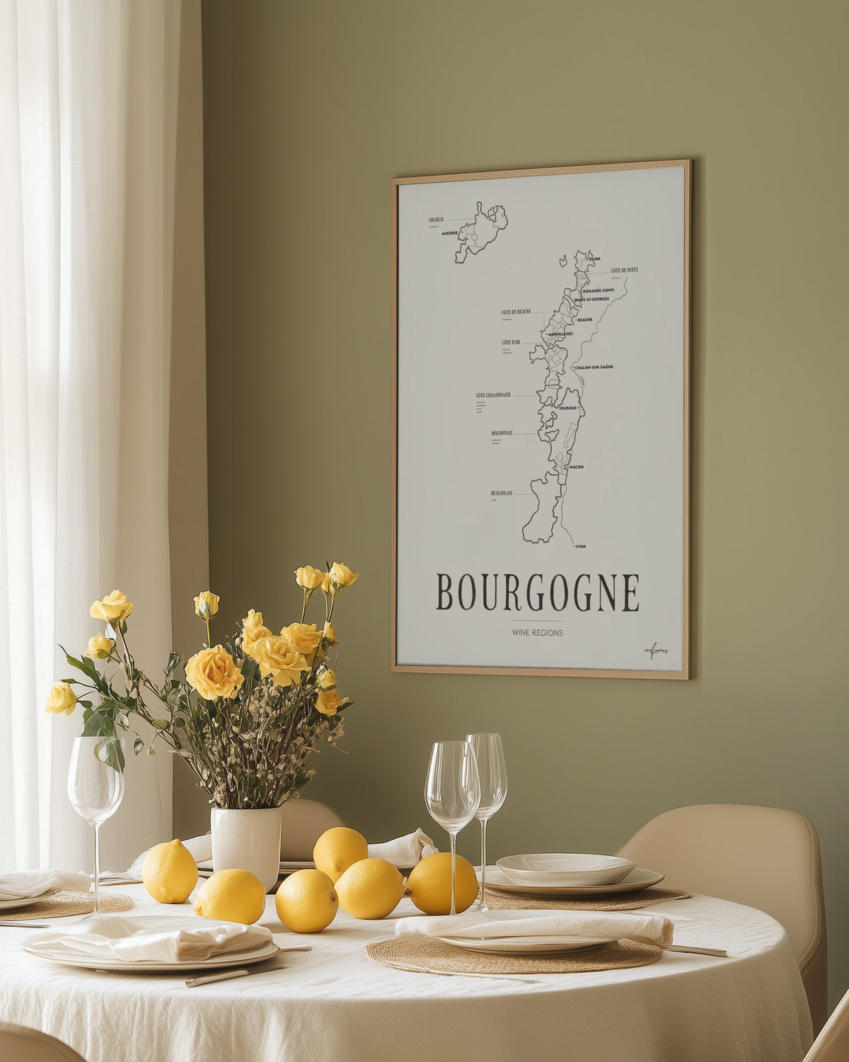 Bourgogne Wine Region Map