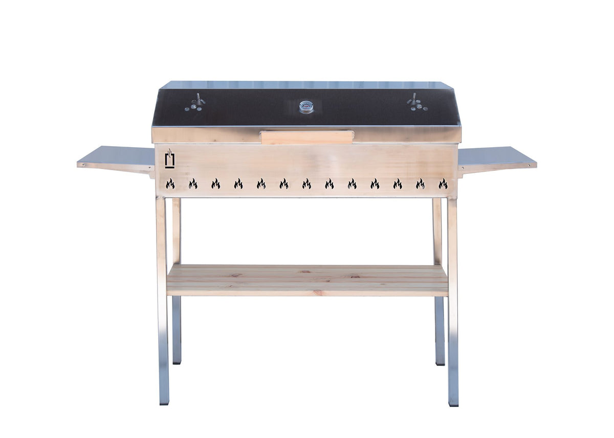ABAS Horeca Grill in Stainless Steel with Cover and Side Shelves