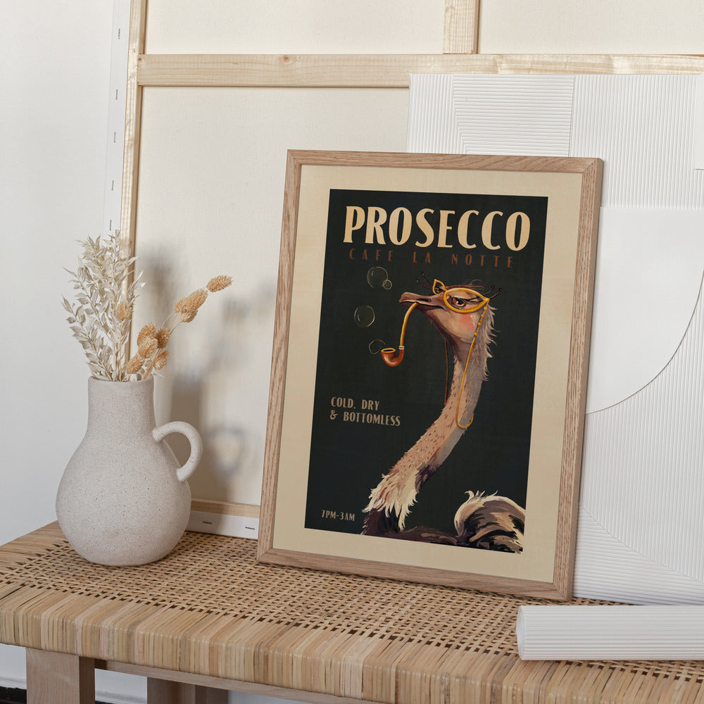 Art Deco Prosecco Wall Art Of An Ostrich Poster