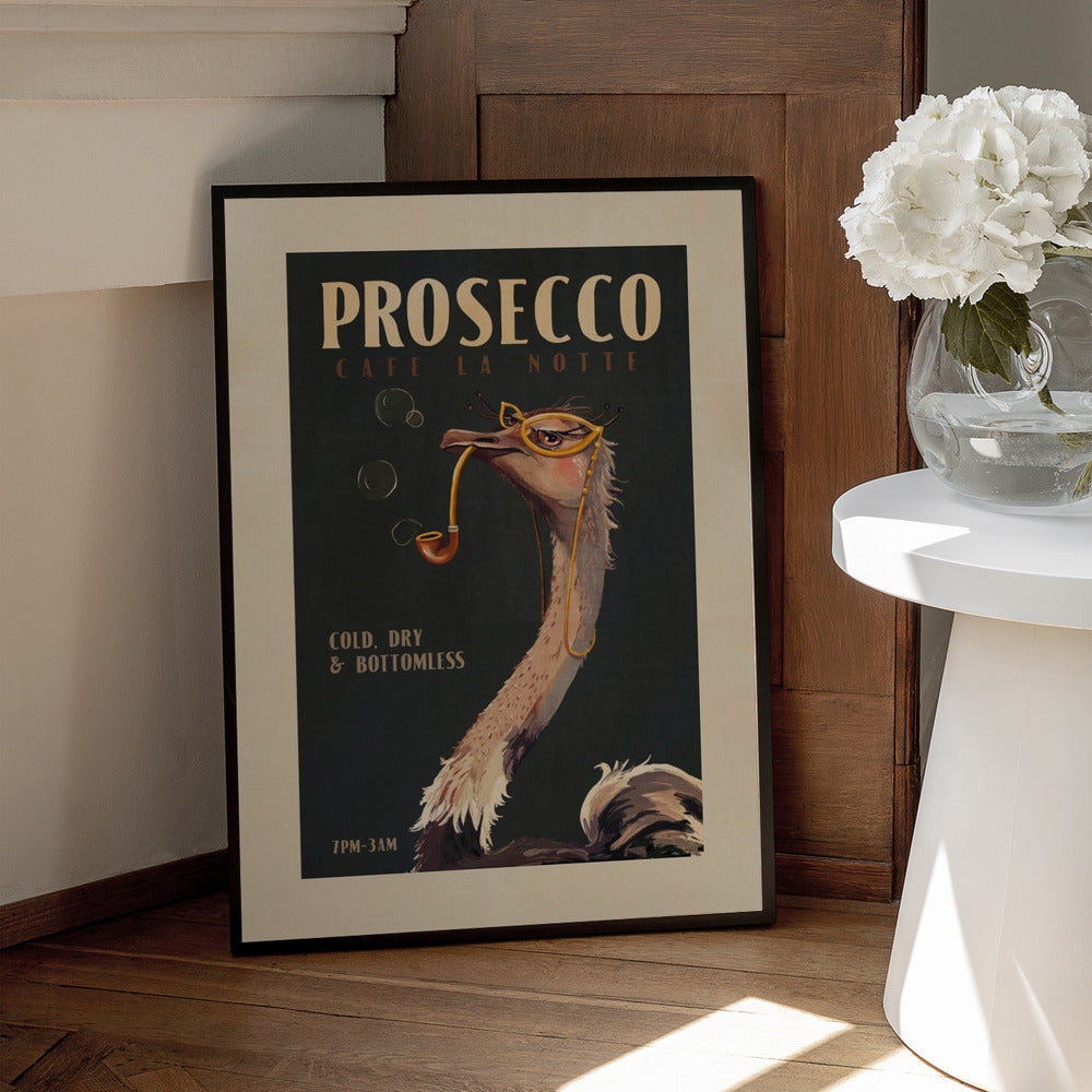 Art Deco Prosecco Wall Art Of An Ostrich Poster