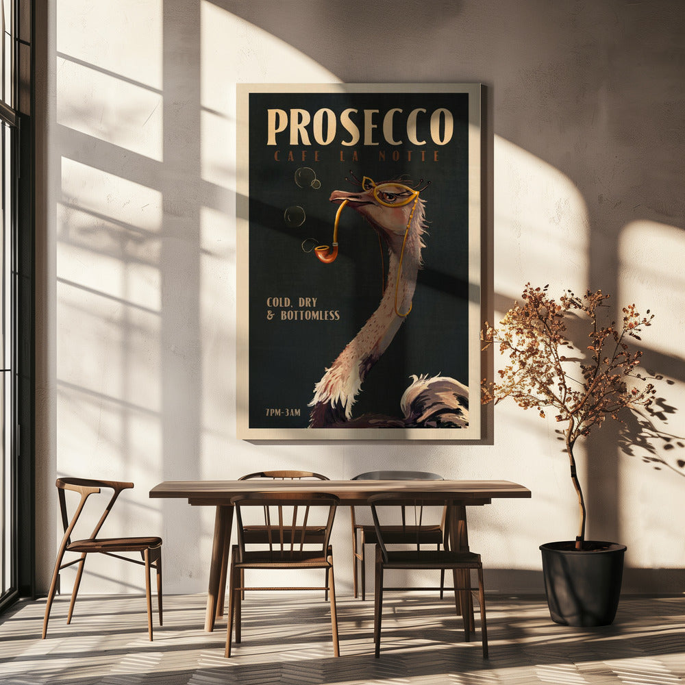 Art Deco Prosecco Wall Art Of An Ostrich Poster
