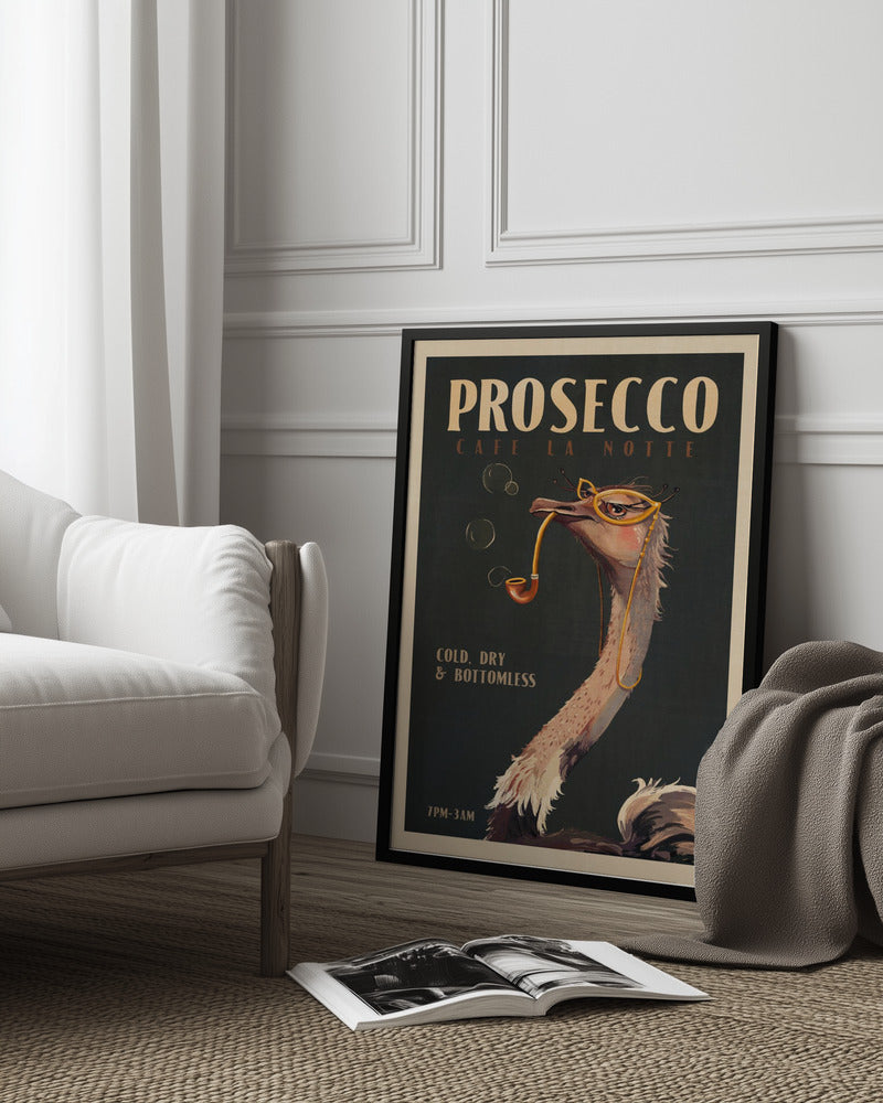 Art Deco Prosecco Wall Art Of An Ostrich Poster