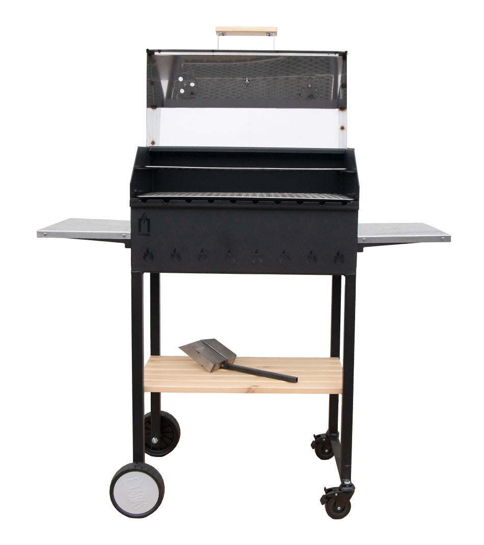 ABAS 大型烤炉,配有轮子、不锈钢盖子和侧边搁板