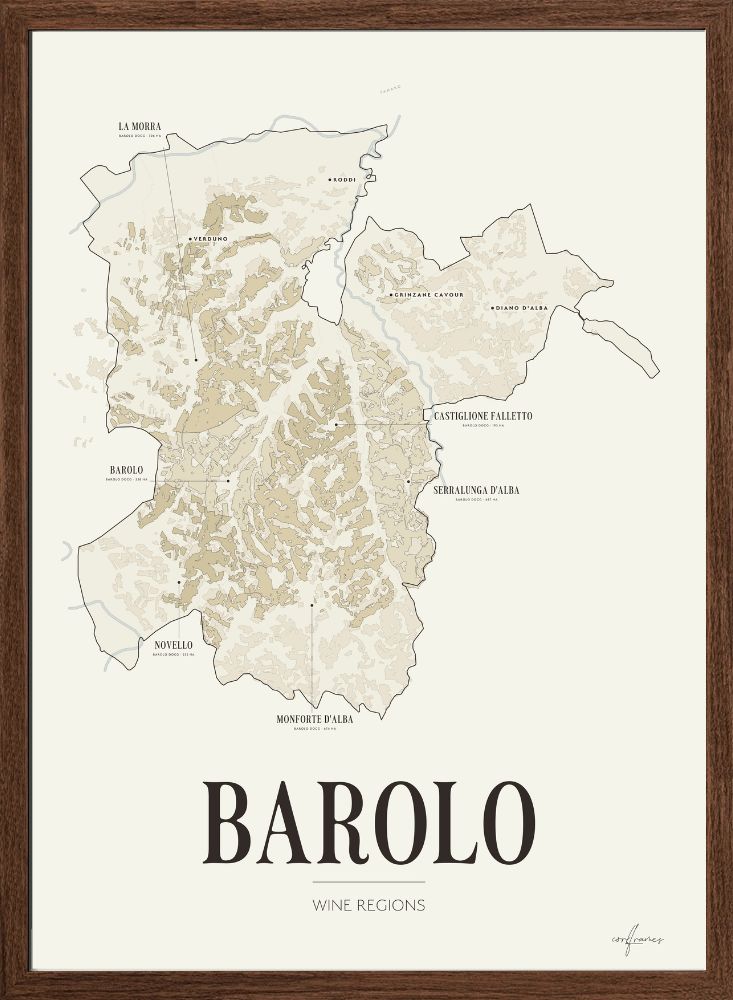 Mappa dei vini del Barolo – vigneti e paesi
