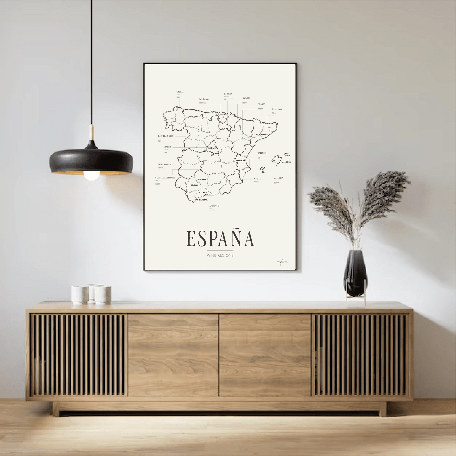 España Wine Region Map - Corkframes.com