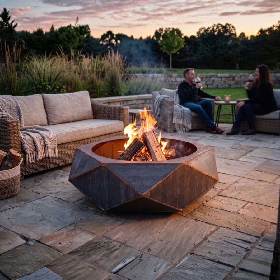 Brasero hexagonal en acier Corten – Diamond