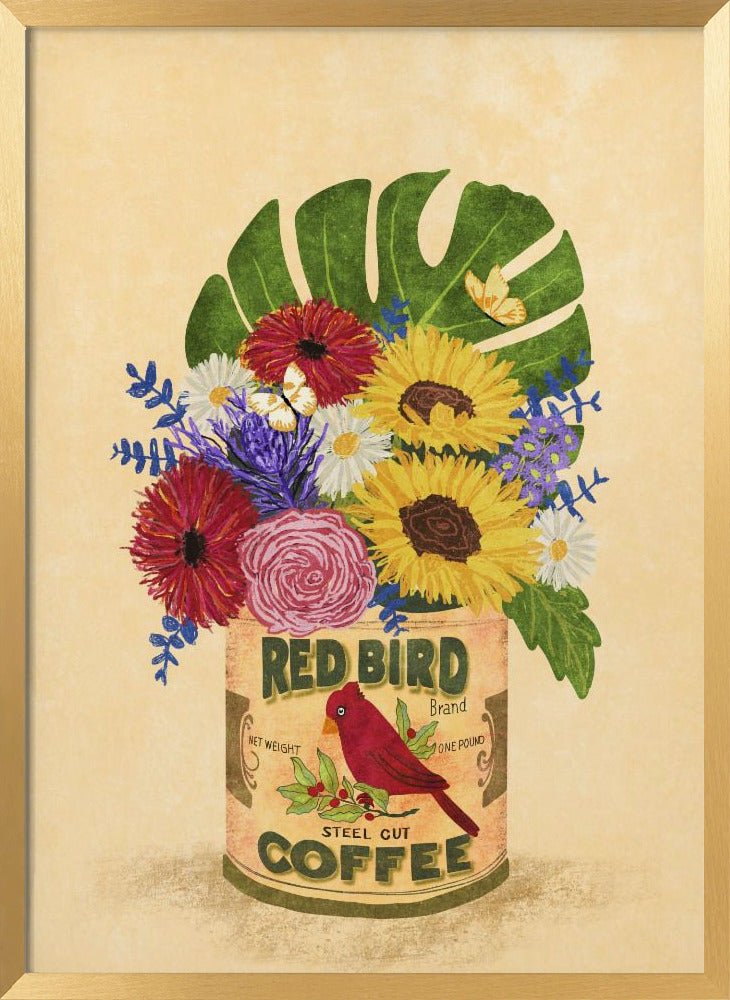 Flowers In a Vintage Coffee Can Poster - Corkframes.com