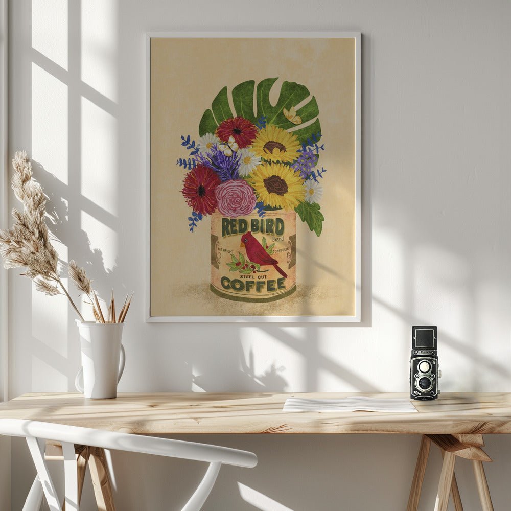 Flowers In a Vintage Coffee Can Poster - Corkframes.com