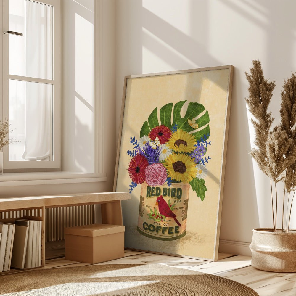 Flowers In a Vintage Coffee Can Poster - Corkframes.com