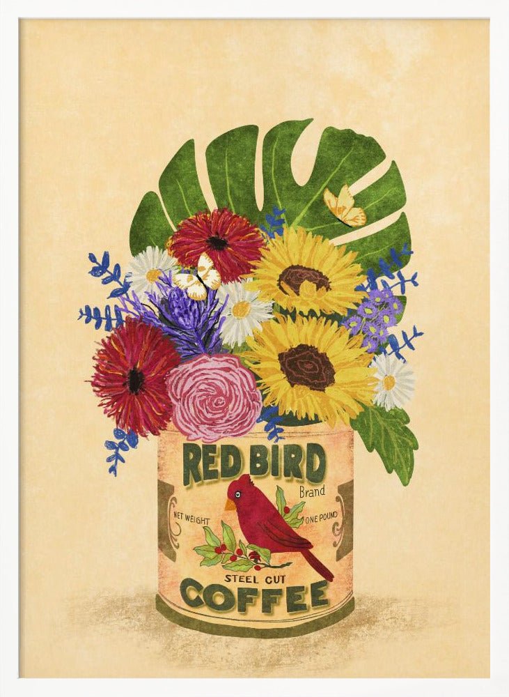Flowers In a Vintage Coffee Can Poster - Corkframes.com