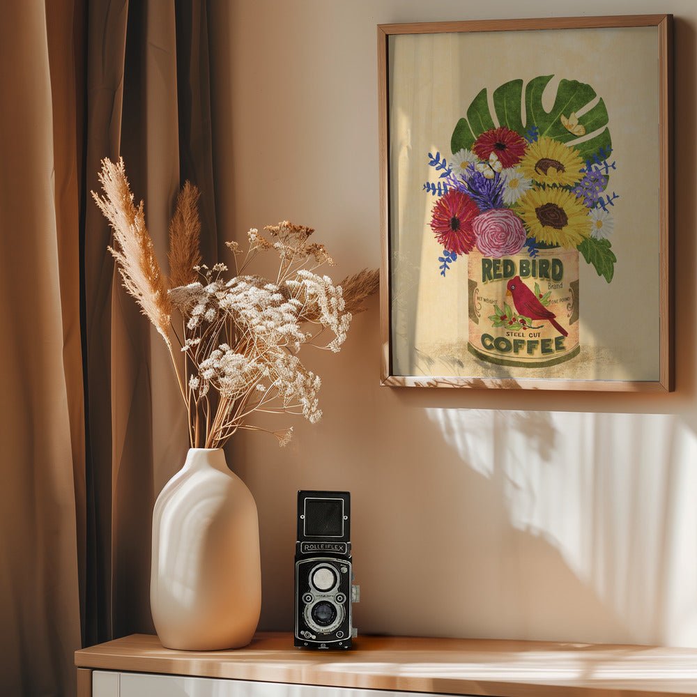 Flowers In a Vintage Coffee Can Poster - Corkframes.com