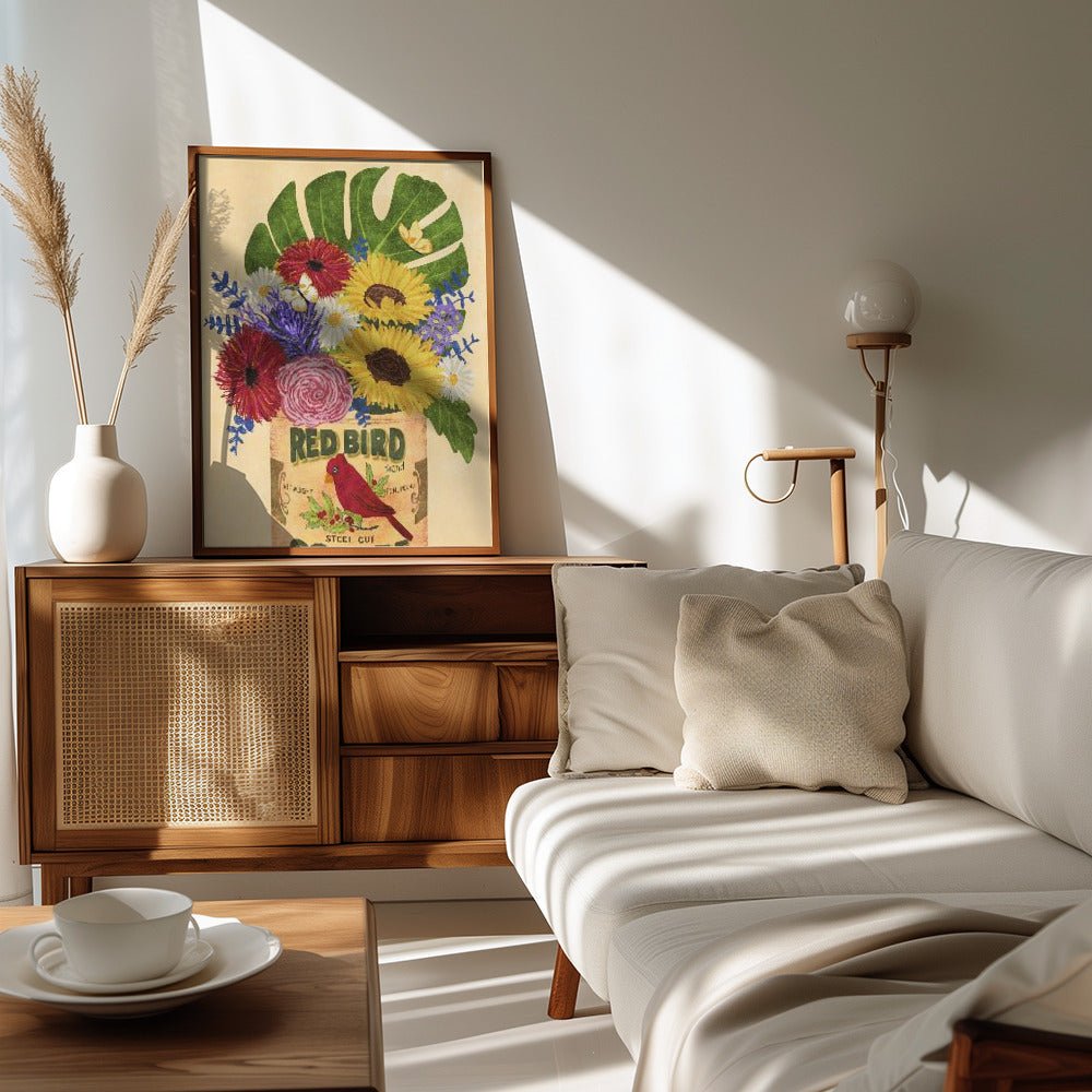 Flowers In a Vintage Coffee Can Poster - Corkframes.com