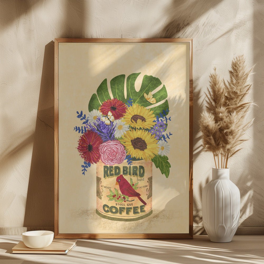 Flowers In a Vintage Coffee Can Poster - Corkframes.com