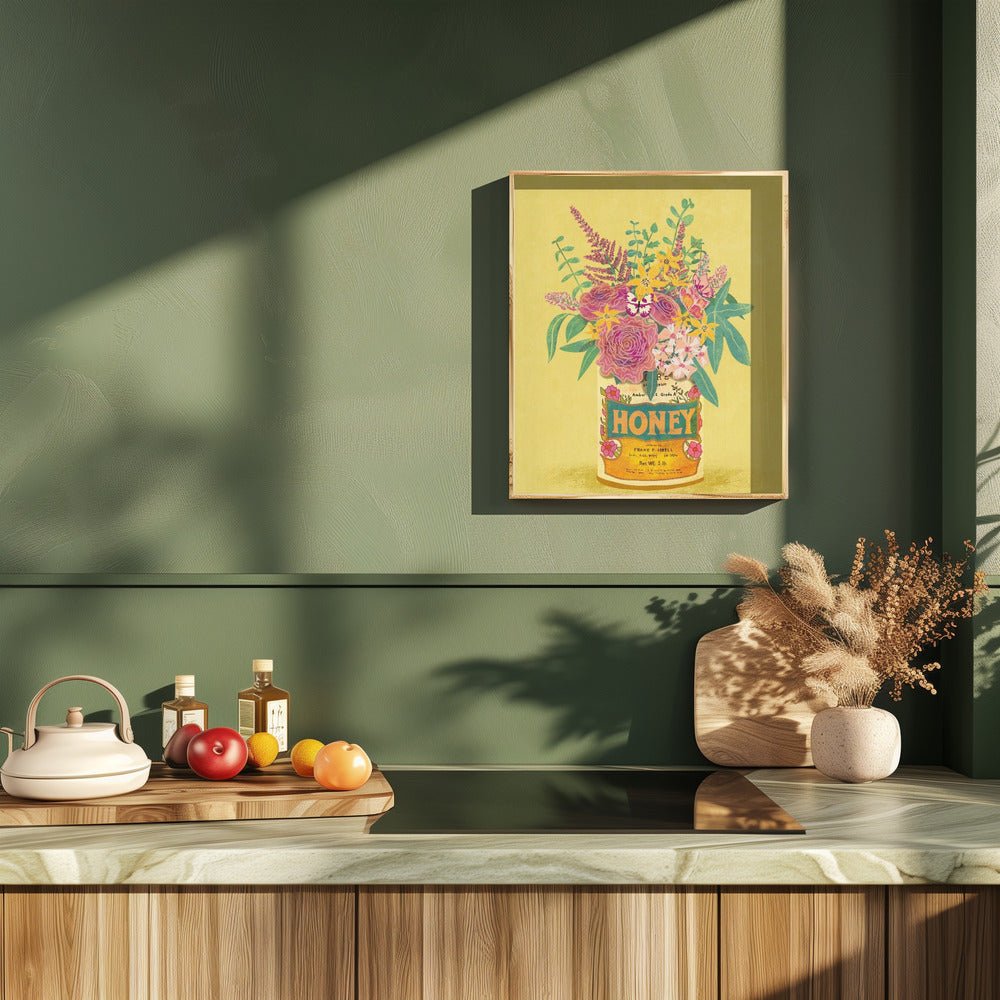 Flowers In a vintage Honey Can Poster - Corkframes.com