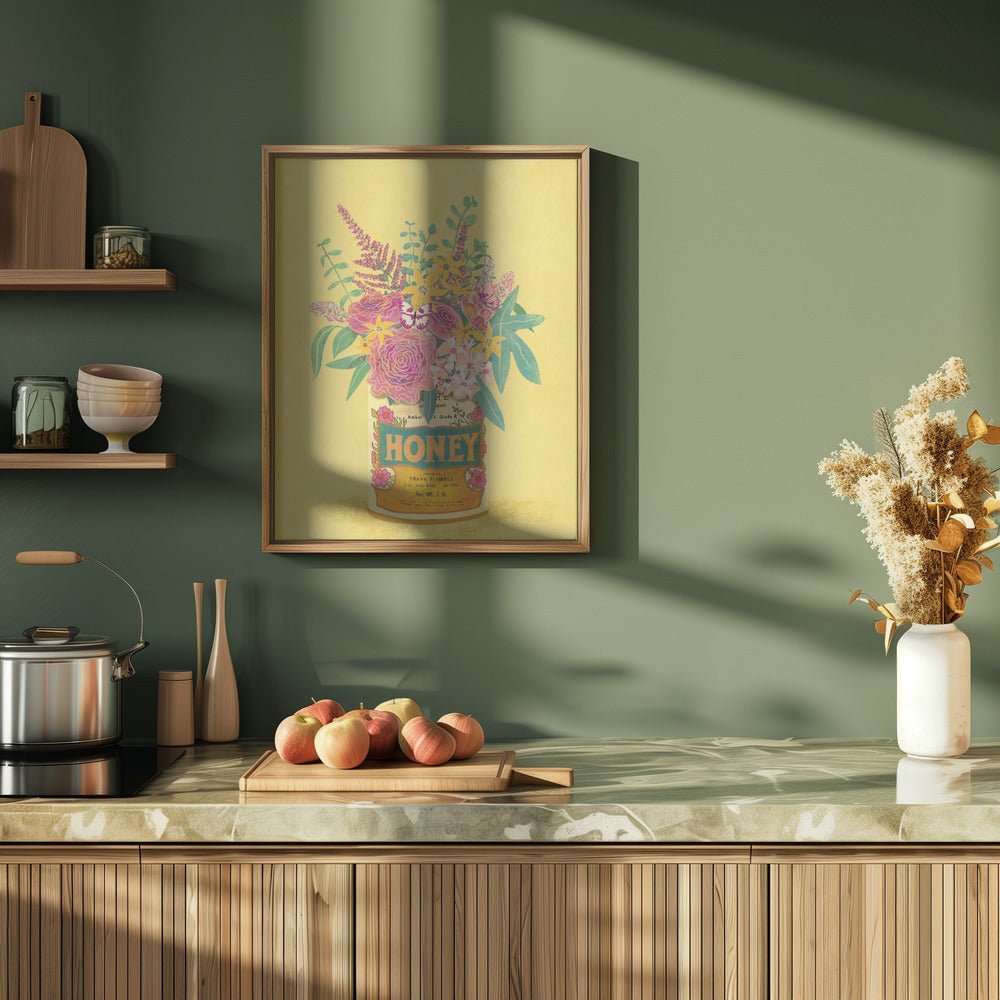 Flowers In a vintage Honey Can Poster - Corkframes.com