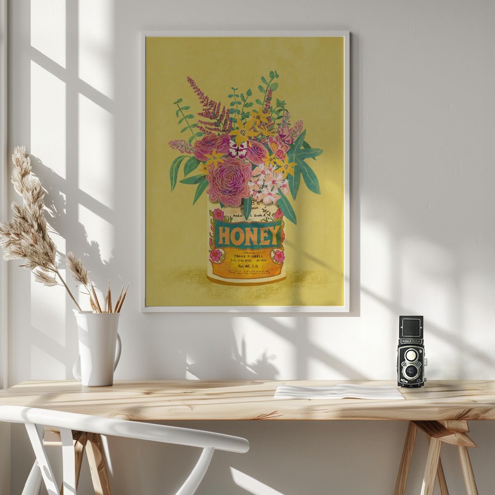 Flowers In a vintage Honey Can Poster - Corkframes.com