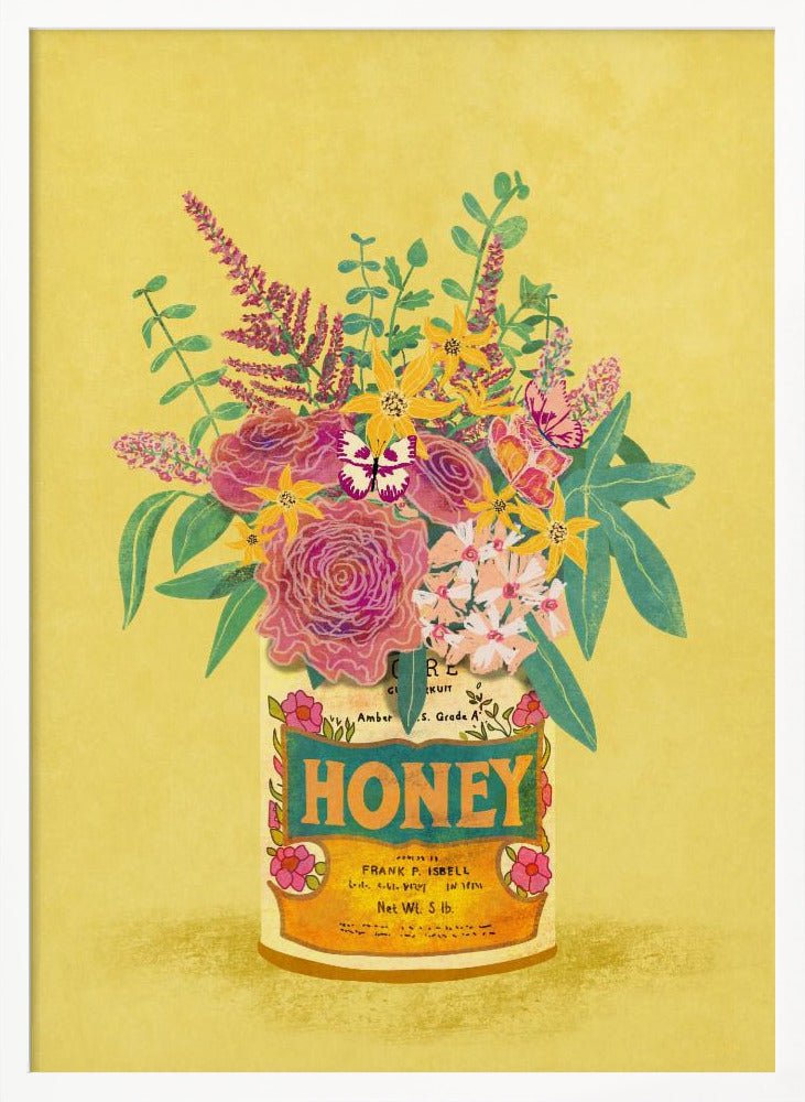 Flowers In a vintage Honey Can Poster - Corkframes.com