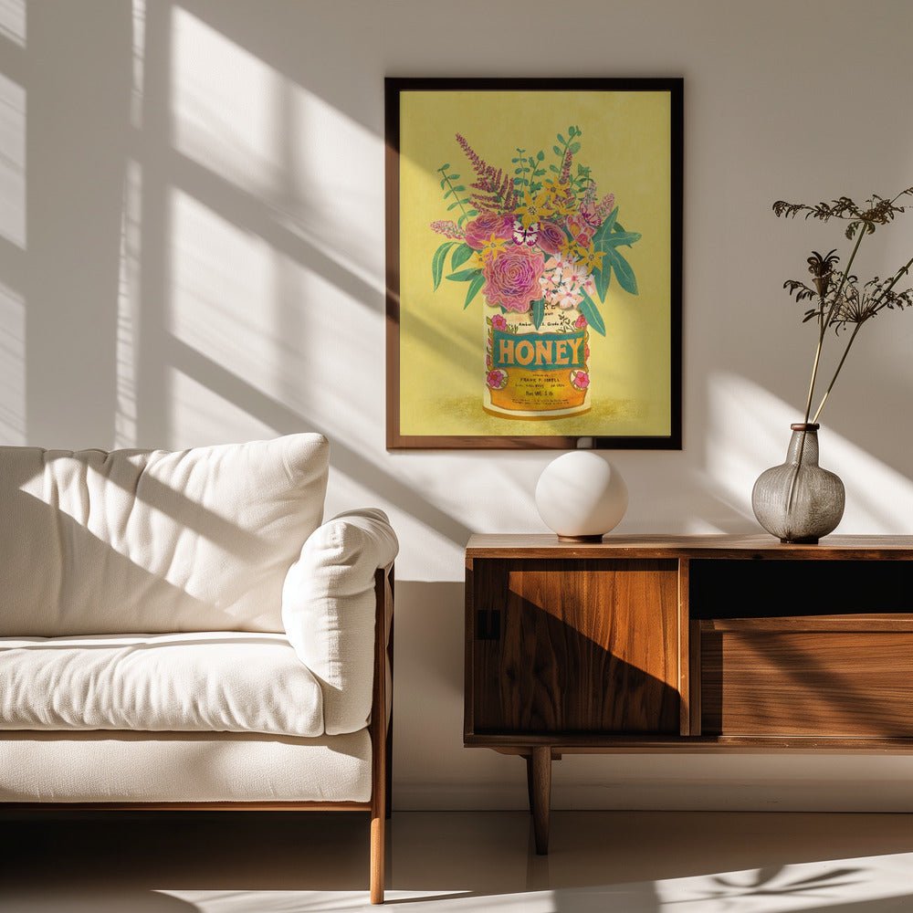 Flowers In a vintage Honey Can Poster - Corkframes.com