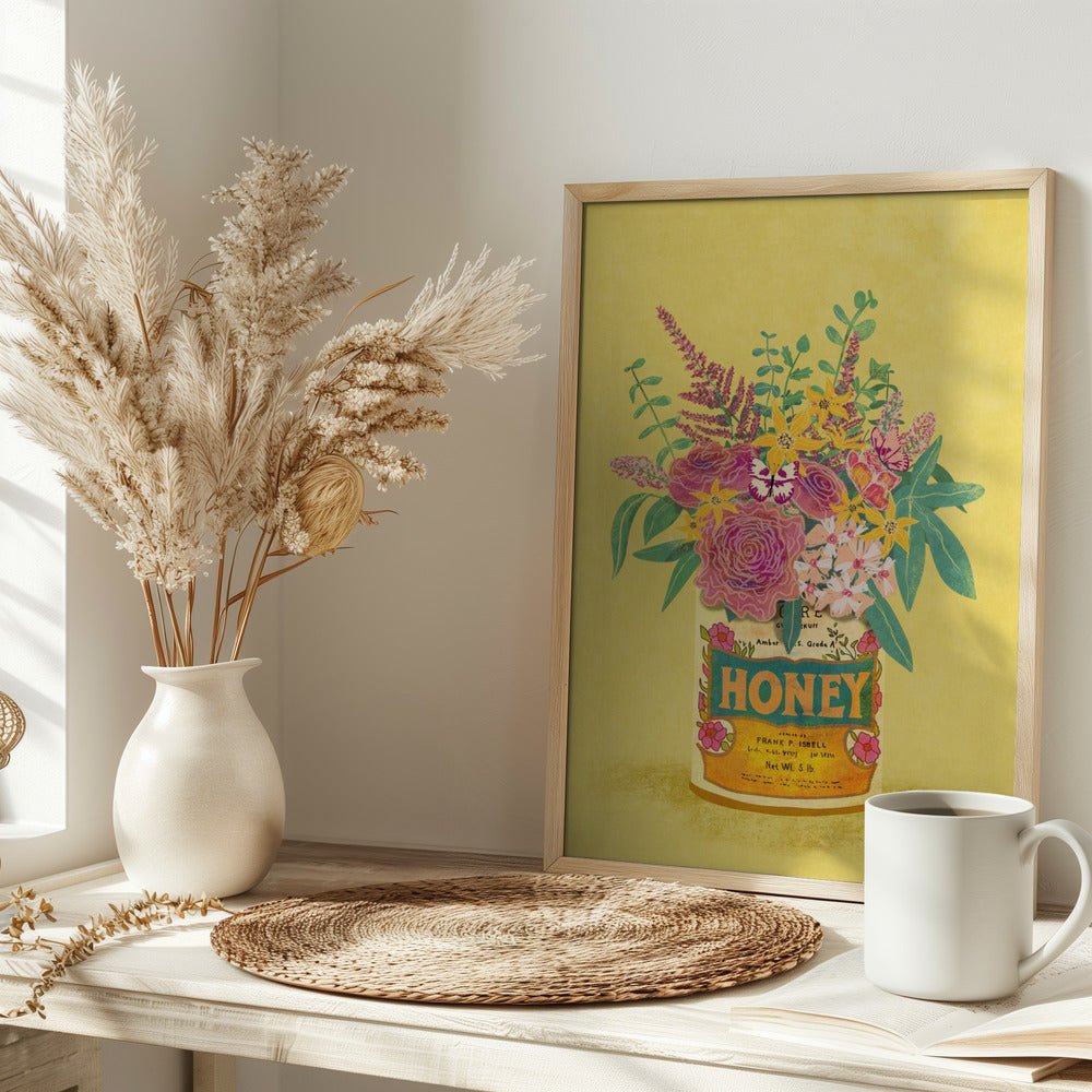 Flowers In a vintage Honey Can Poster - Corkframes.com