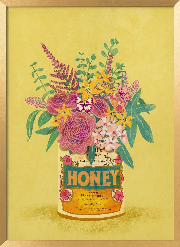 Flowers In a vintage Honey Can Poster - Corkframes.com