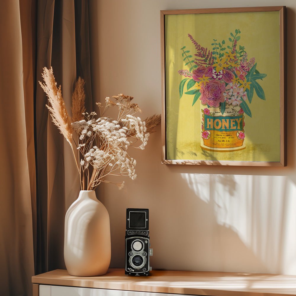 Flowers In a vintage Honey Can Poster - Corkframes.com