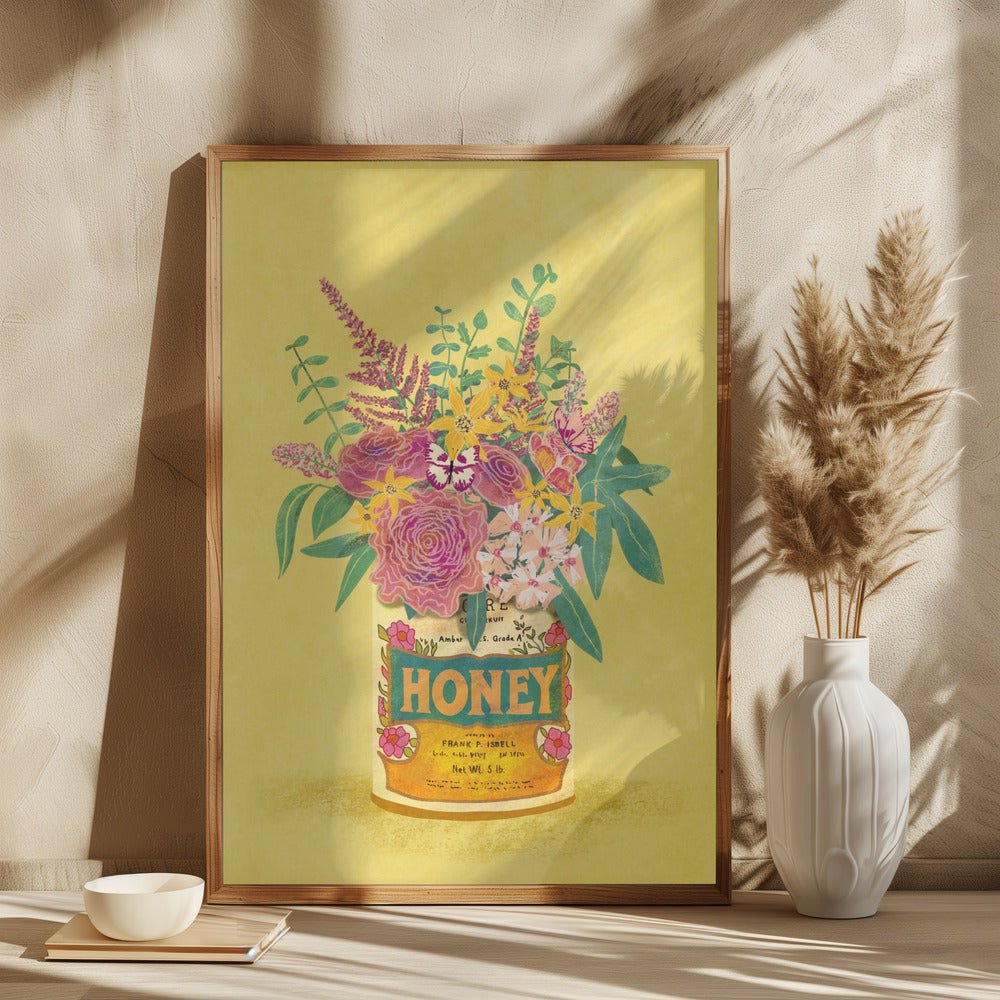 Flowers In a vintage Honey Can Poster - Corkframes.com