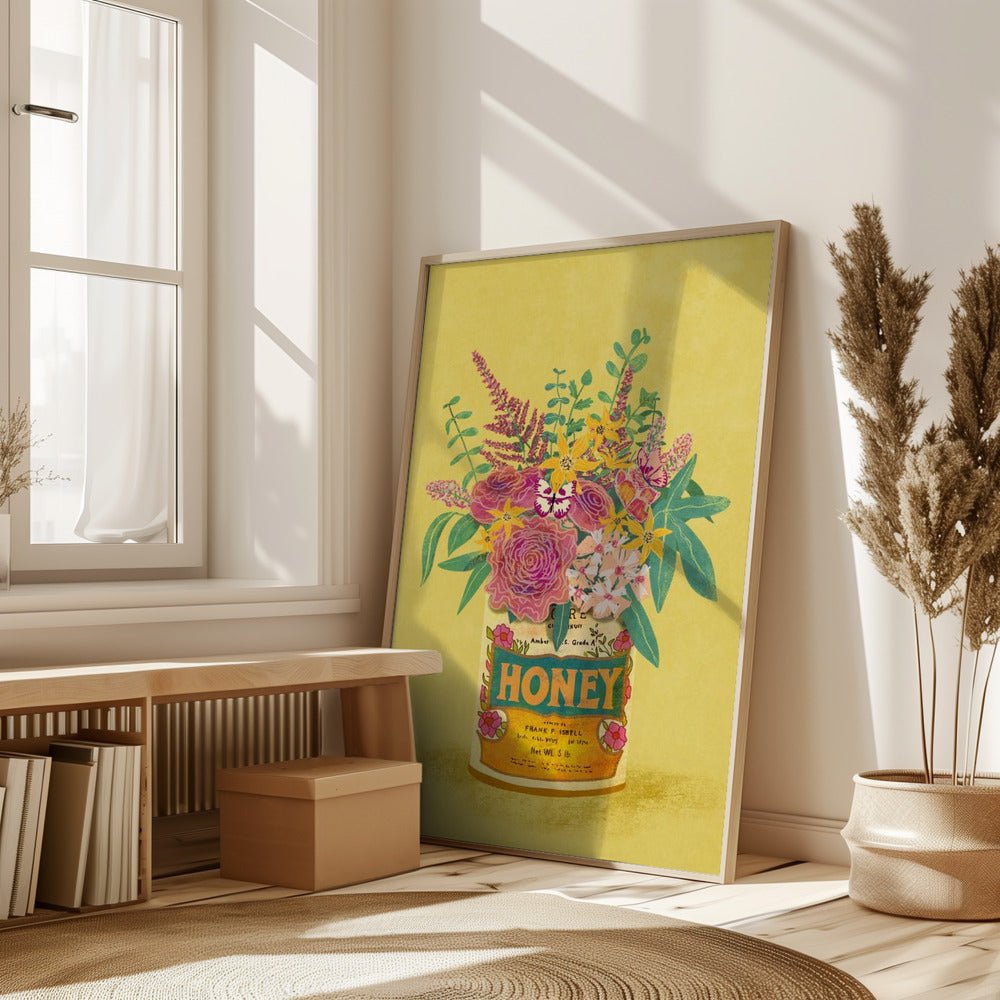 Flowers In a vintage Honey Can Poster - Corkframes.com