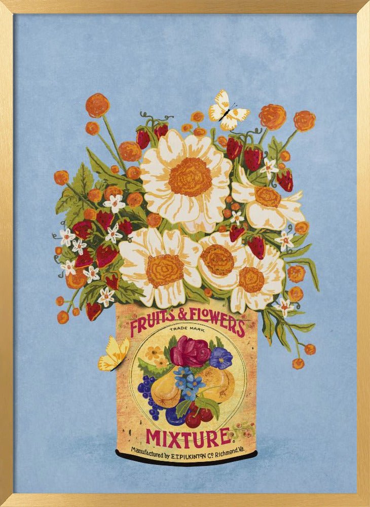 Flowers In a Vintage Tea Can Poster - Corkframes.com
