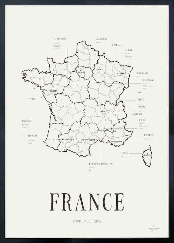 France Wine Region Map - Corkframes.com