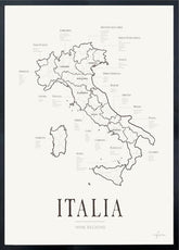 Italia Wine Region Map - Corkframes.com