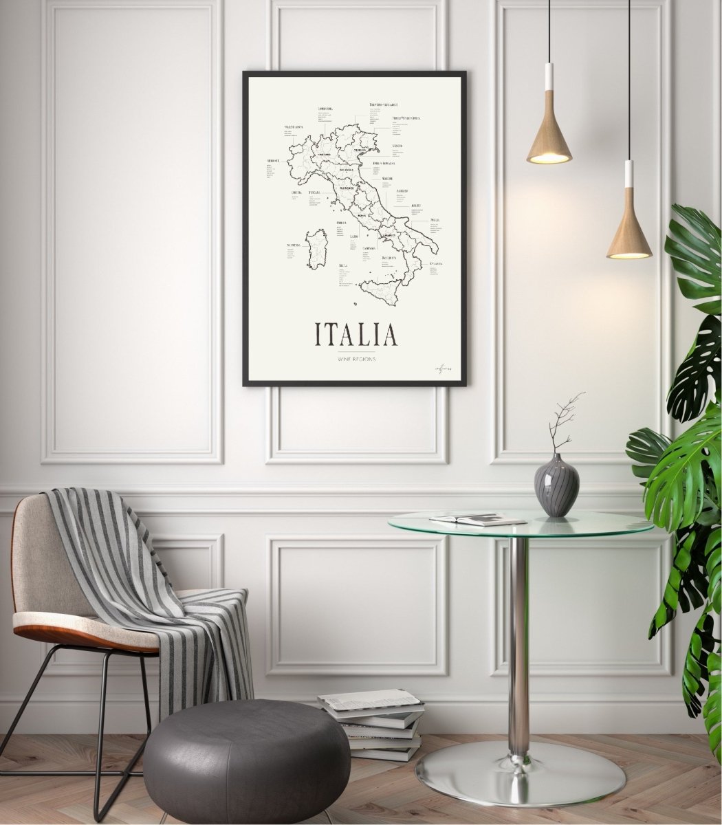 Italia Wine Region Map - Corkframes.com