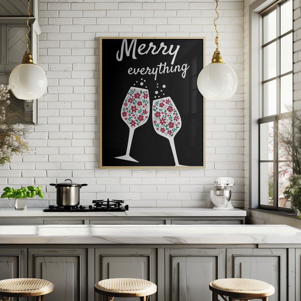 Merry Everything In Black Poster - Corkframes.com