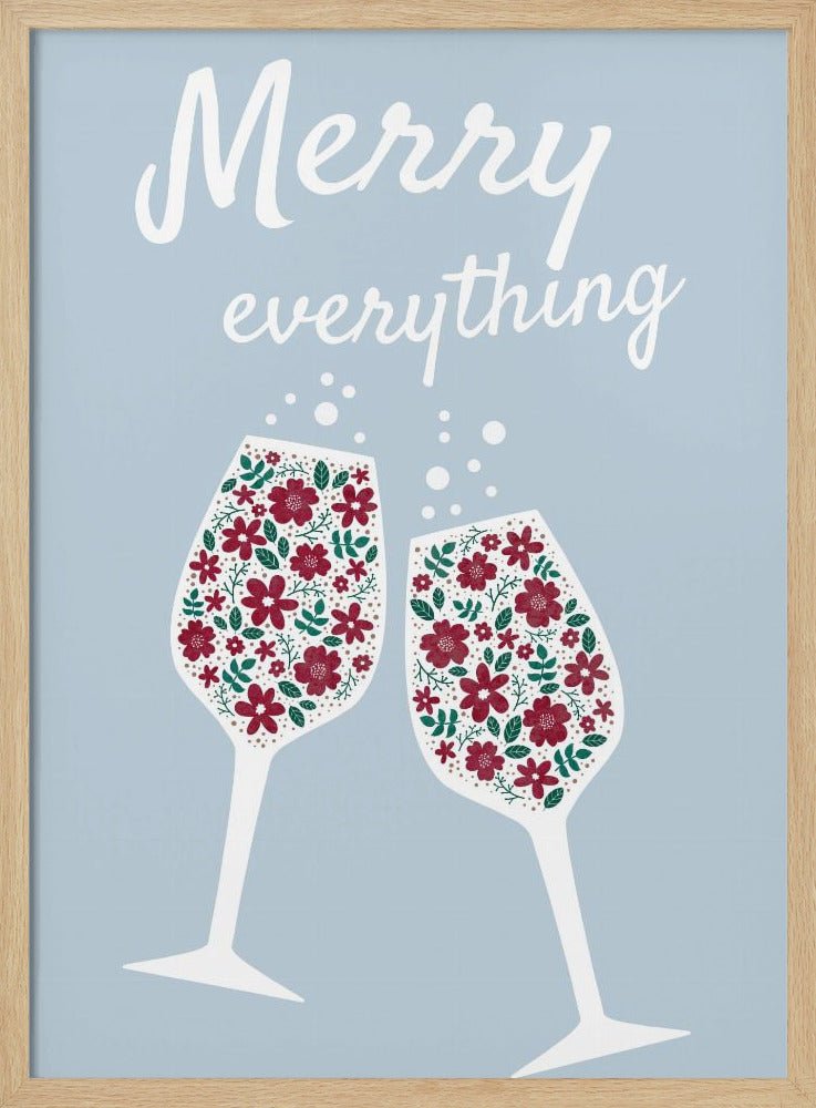 Merry Everything In Blue Poster - Corkframes.com