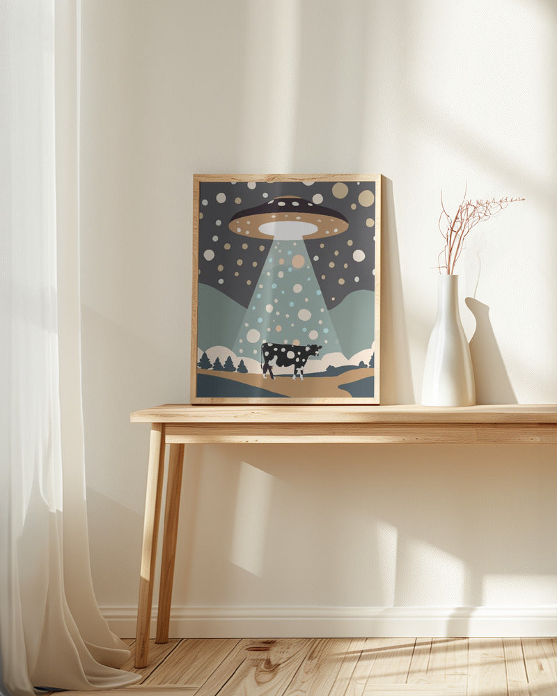 UFO & cow Poster