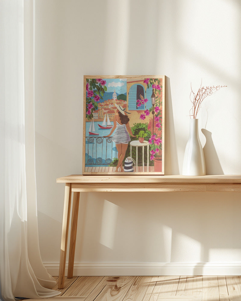 Travel poster woman in Saint-Tropez, France Poster