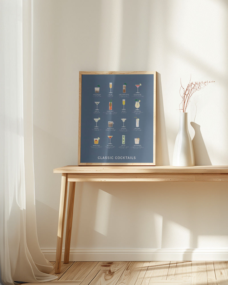Classic Coctails poster blue Poster
