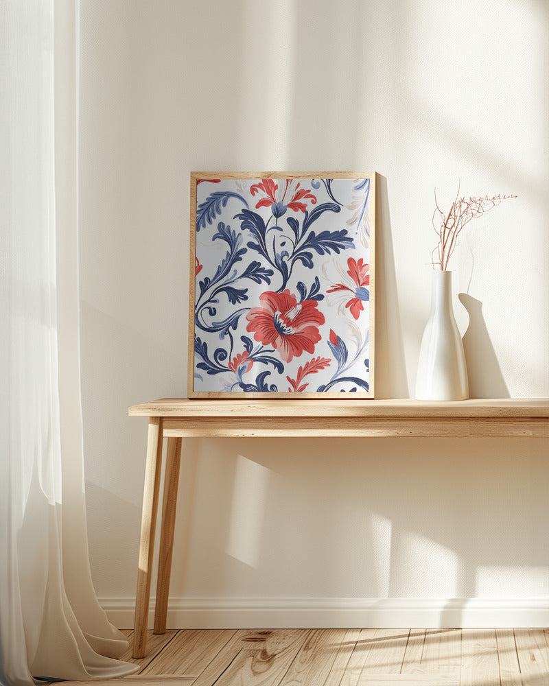 Floral In Blue and Red Poster
