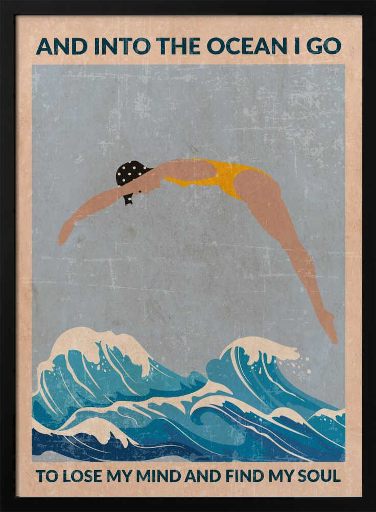 Into the Ocean (blue) Standard Wall Art Poster