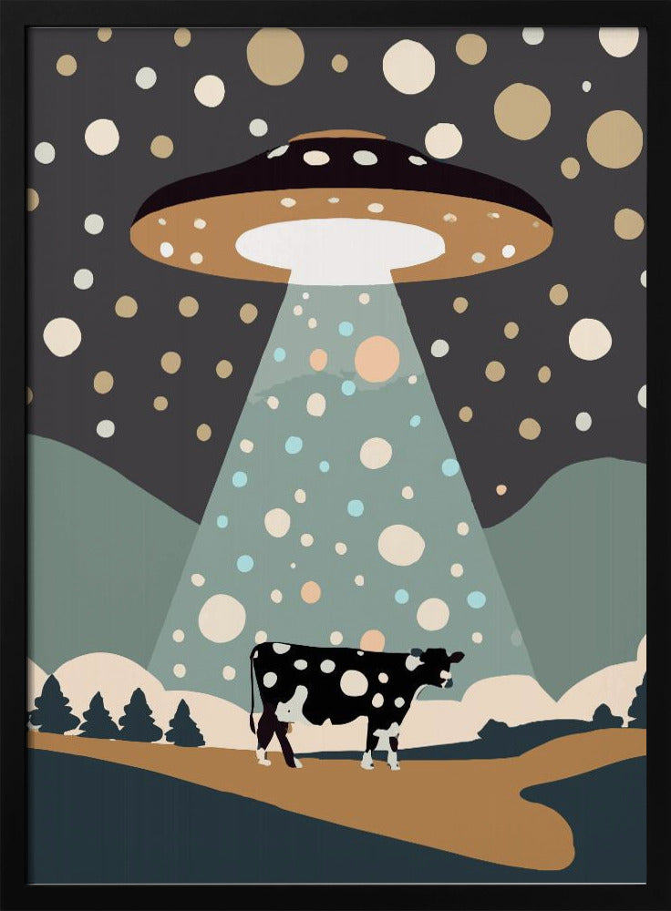 UFO & cow Poster