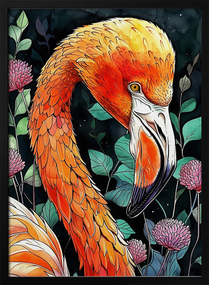 Animal watercolor art bird Flamingo 4 Poster