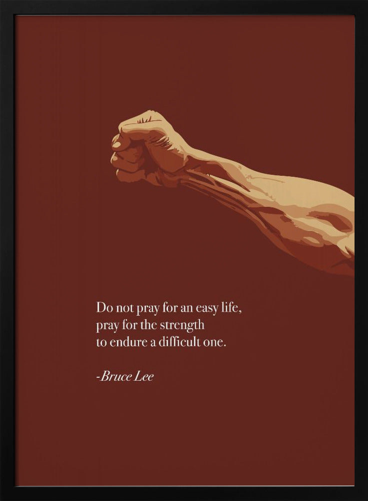 Tableau Citation Bruce Lee - 'La Vie Est Un Défi' - Toile Sur Cadre Bois - Prêt à Accrocher