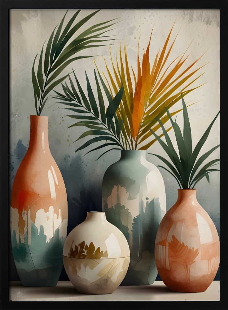 Tropical Vases In Watercolor Hues Poster