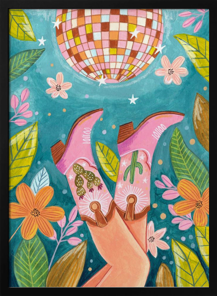 Cowboy boots and disco ball Poster