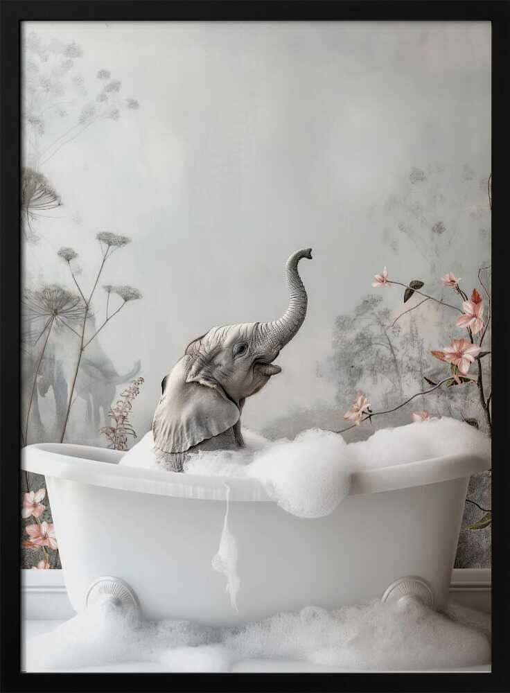 Elephant Bath Bliss Poster