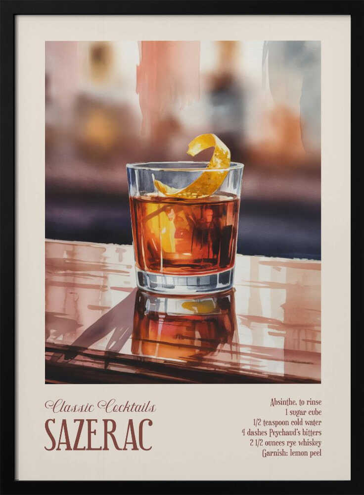 Classic Cocktails - Sazerac Poster